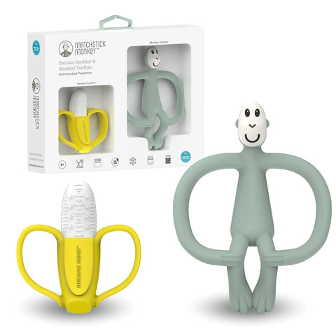 Matchstick Monkey Geschenkset Beißringe Banane & Affe mint