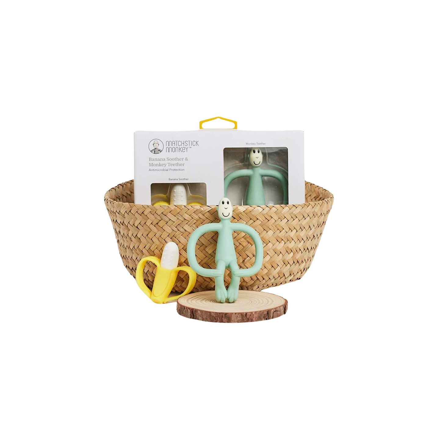 Matchstick Monkey Geschenkset Beißringe Banane & Affe mint