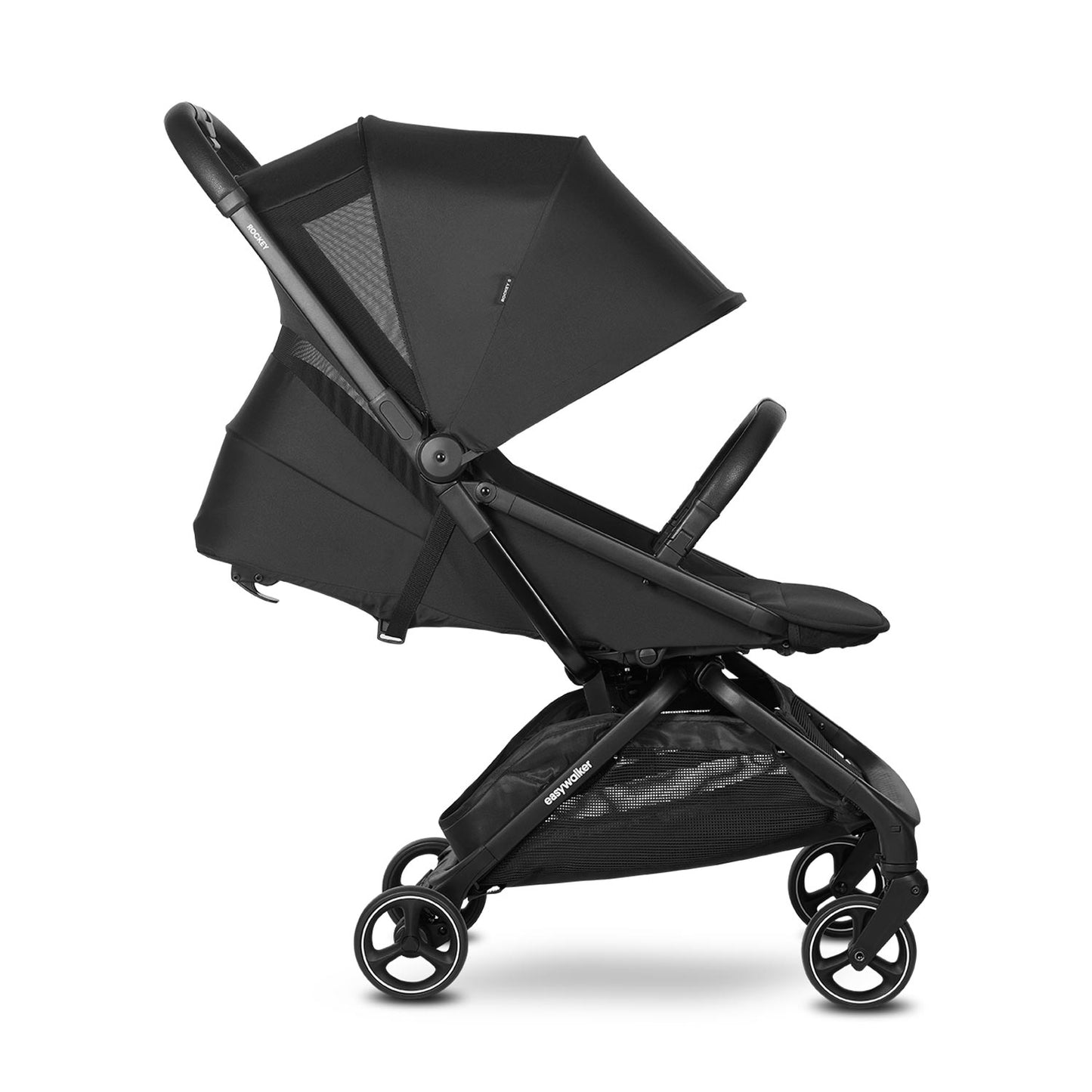 Easywalker Rockey S Pure Black inkl. Regenverdeck und Spielbügel