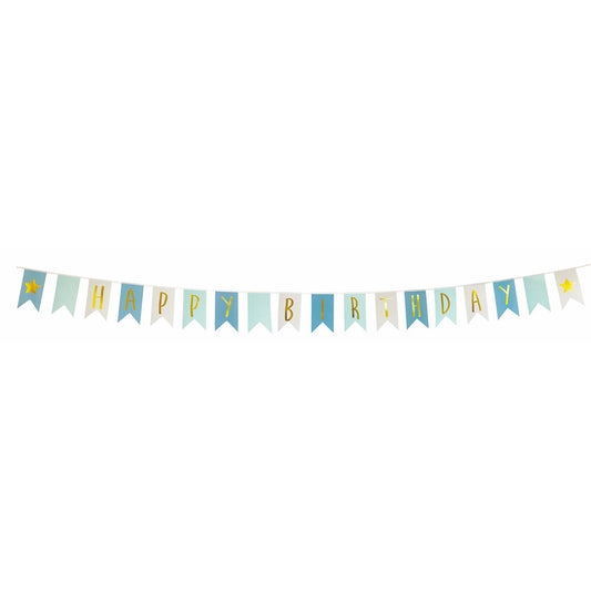 Wimpelkette Happy Birthday blau