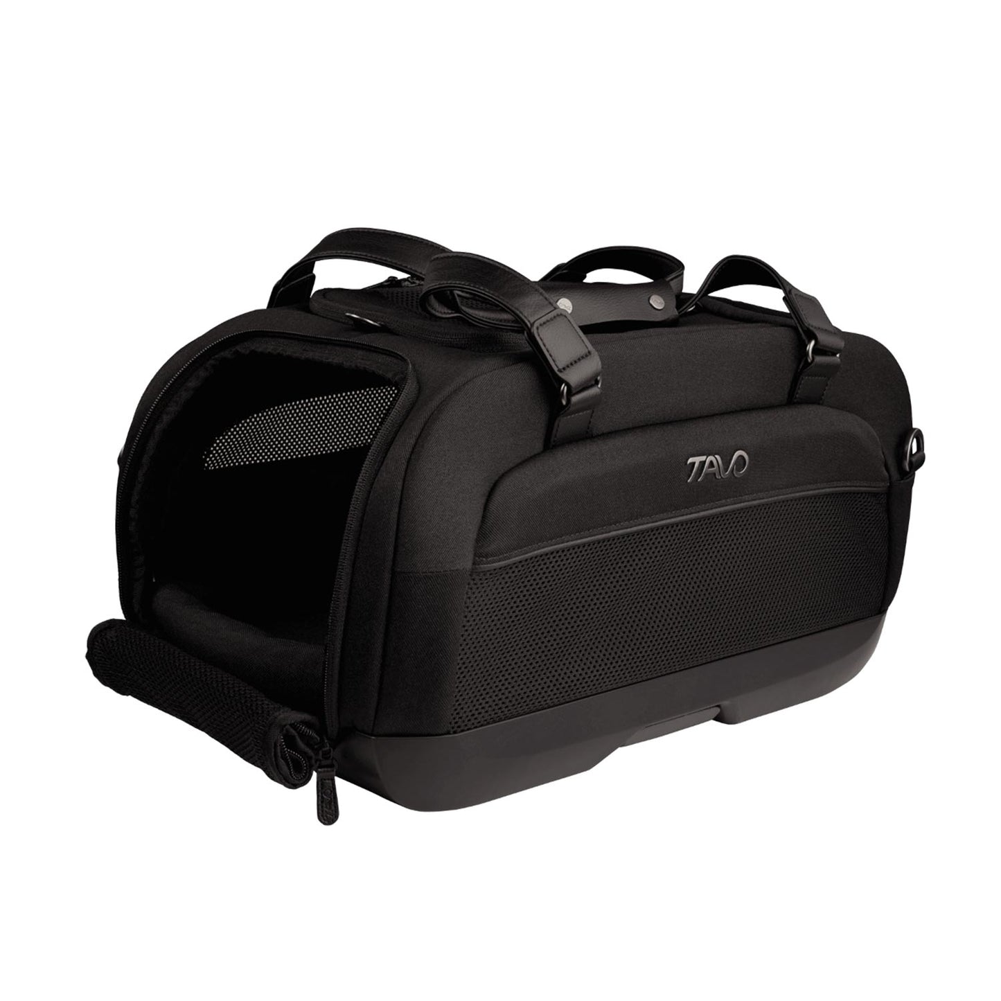 Tavo Pets Dupree II Transporttasche Onyx vorne offen mit Sommereinsatz, Seitenaufprallschutz für Hunde und Katzen, mit Isofix-Befestigung, Sicherheitstest, Beratung bei Petperten Karlsruhe