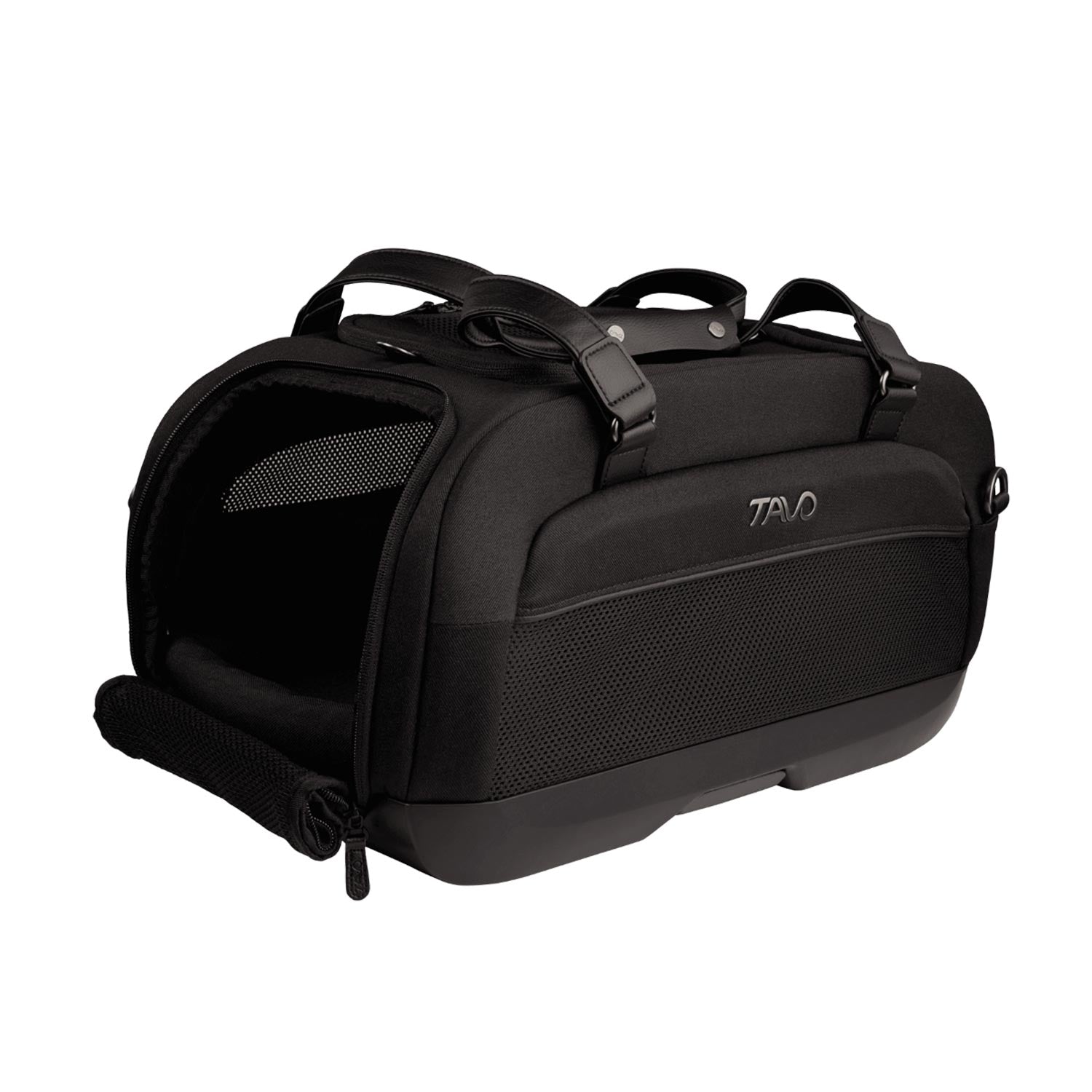 Tavo Pets Dupree II Transporttasche Onyx vorne offen mit Sommereinsatz, Seitenaufprallschutz für Hunde und Katzen, mit Isofix-Befestigung, Sicherheitstest, Beratung bei Petperten Karlsruhe