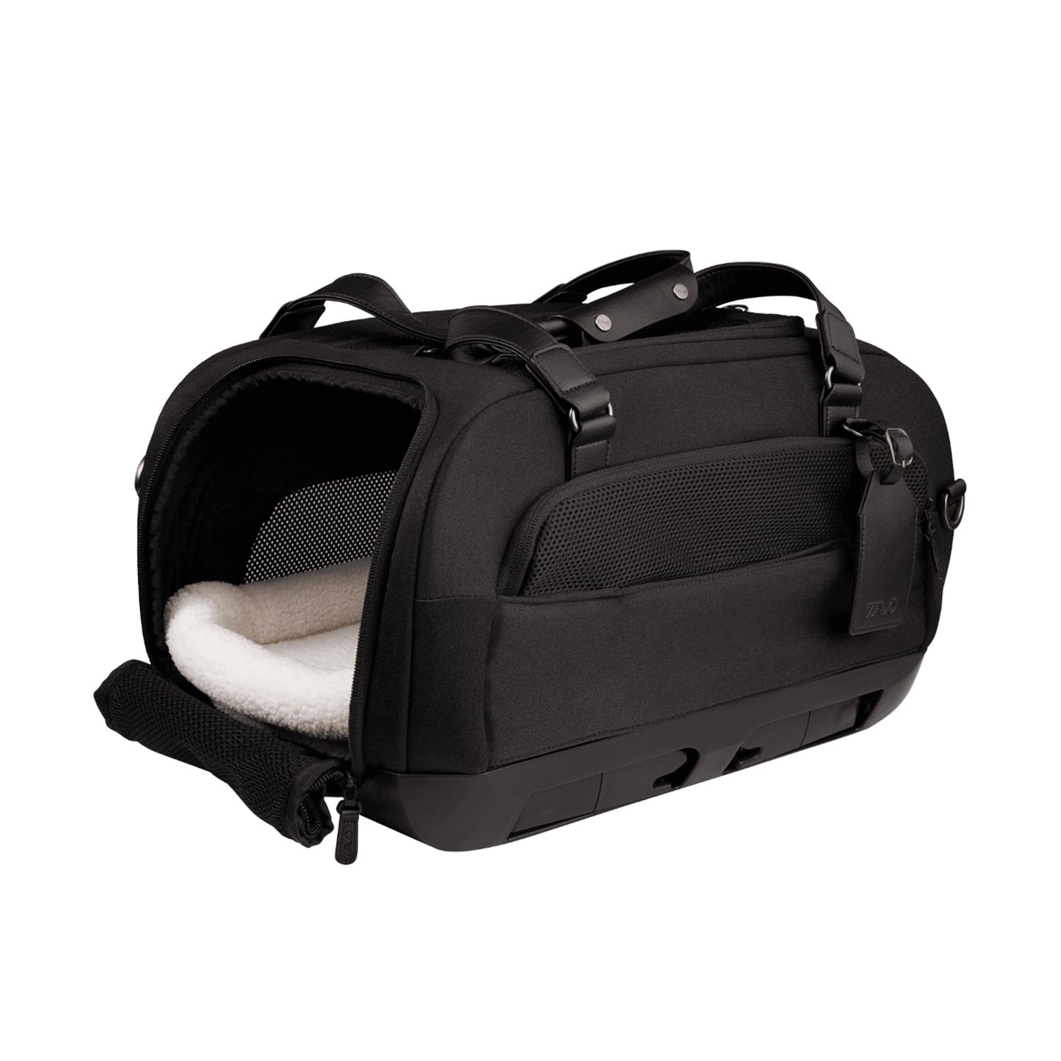 Tavo Pets Dupree II Transporttasche Onyx vorne offen mit Wintereinsatz, Seitenaufprallschutz für Hunde und Katzen, mit Isofix-Befestigung, Sicherheitstest, Beratung bei Petperten Karlsruhe