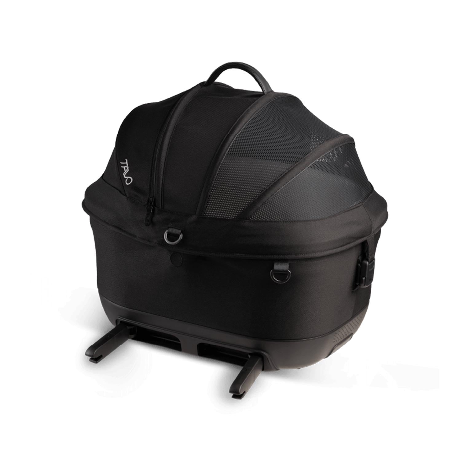 Tavo Pets Maeve Iso5x Transporttasche Onyx schräg, geschlossen für Hunde und Katzen mit Isofix-Befestigung ausgeklappt, Sicherheitstest, Beratung bei Petperten Karlsruhe