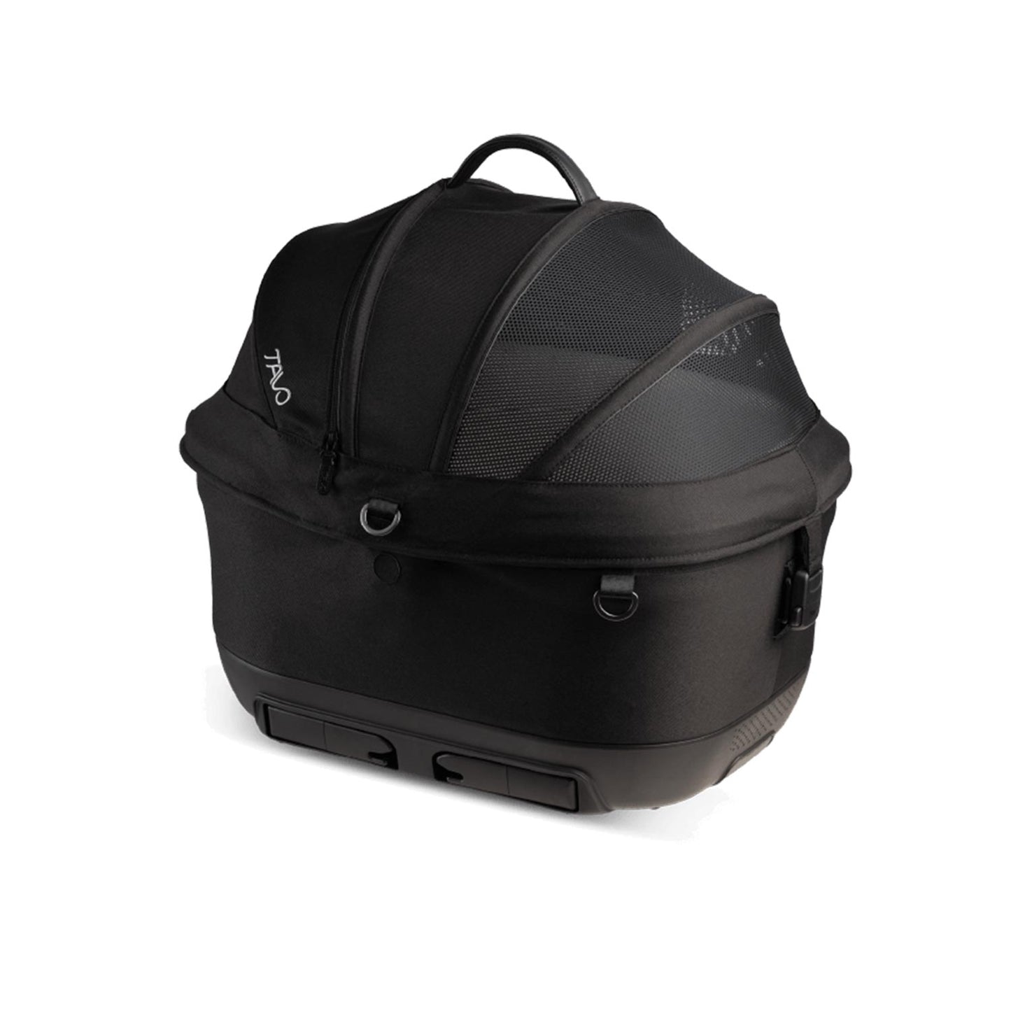 Tavo Pets Maeve Iso5x Transporttasche Onyx schräg, geschlossen für Hunde und Katzen mit Isofix-Befestigung, Sicherheitstest, Beratung bei Petperten Karlsruhe