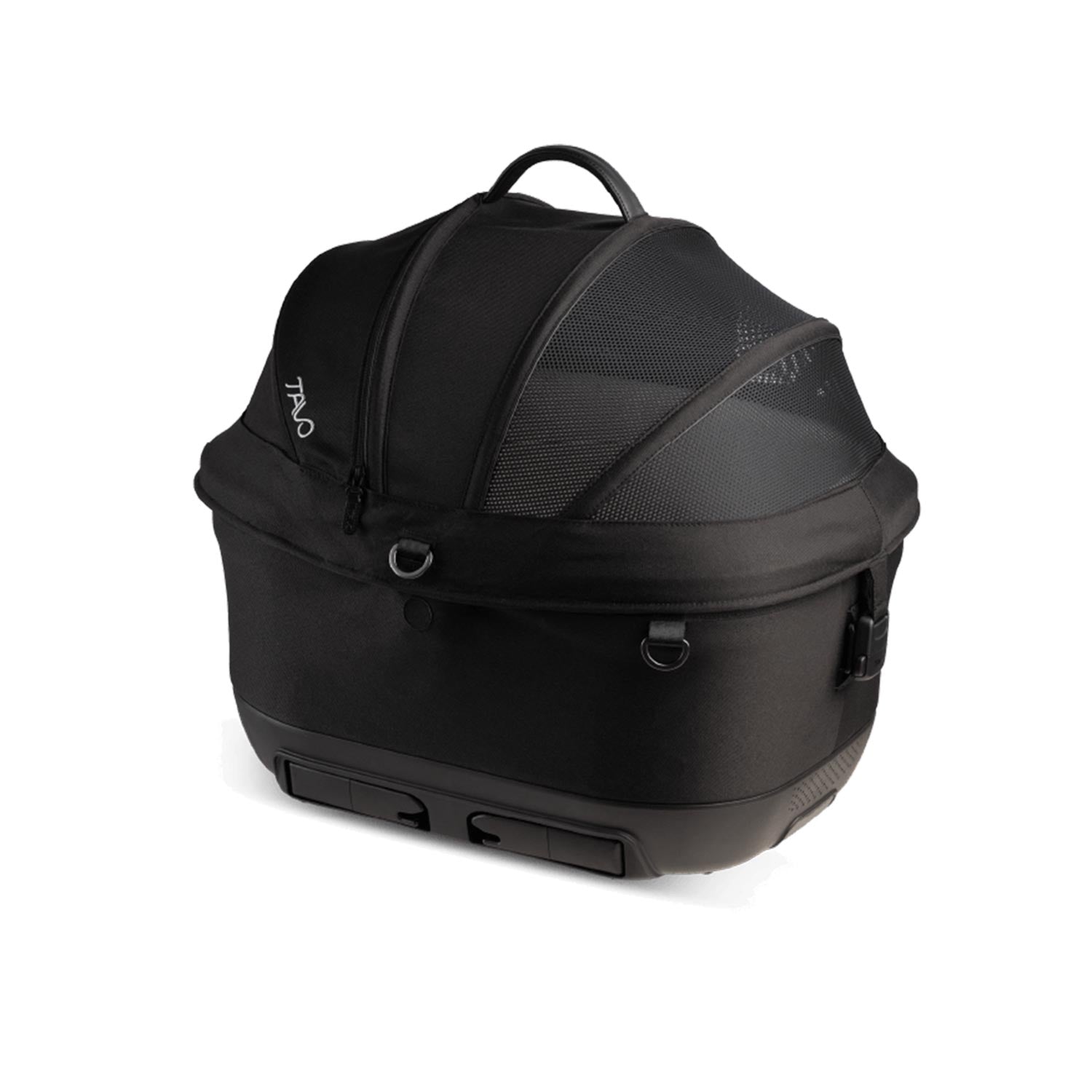 Tavo Pets Maeve Iso5x Transporttasche Onyx schräg, geschlossen für Hunde und Katzen mit Isofix-Befestigung, Sicherheitstest, Beratung bei Petperten Karlsruhe