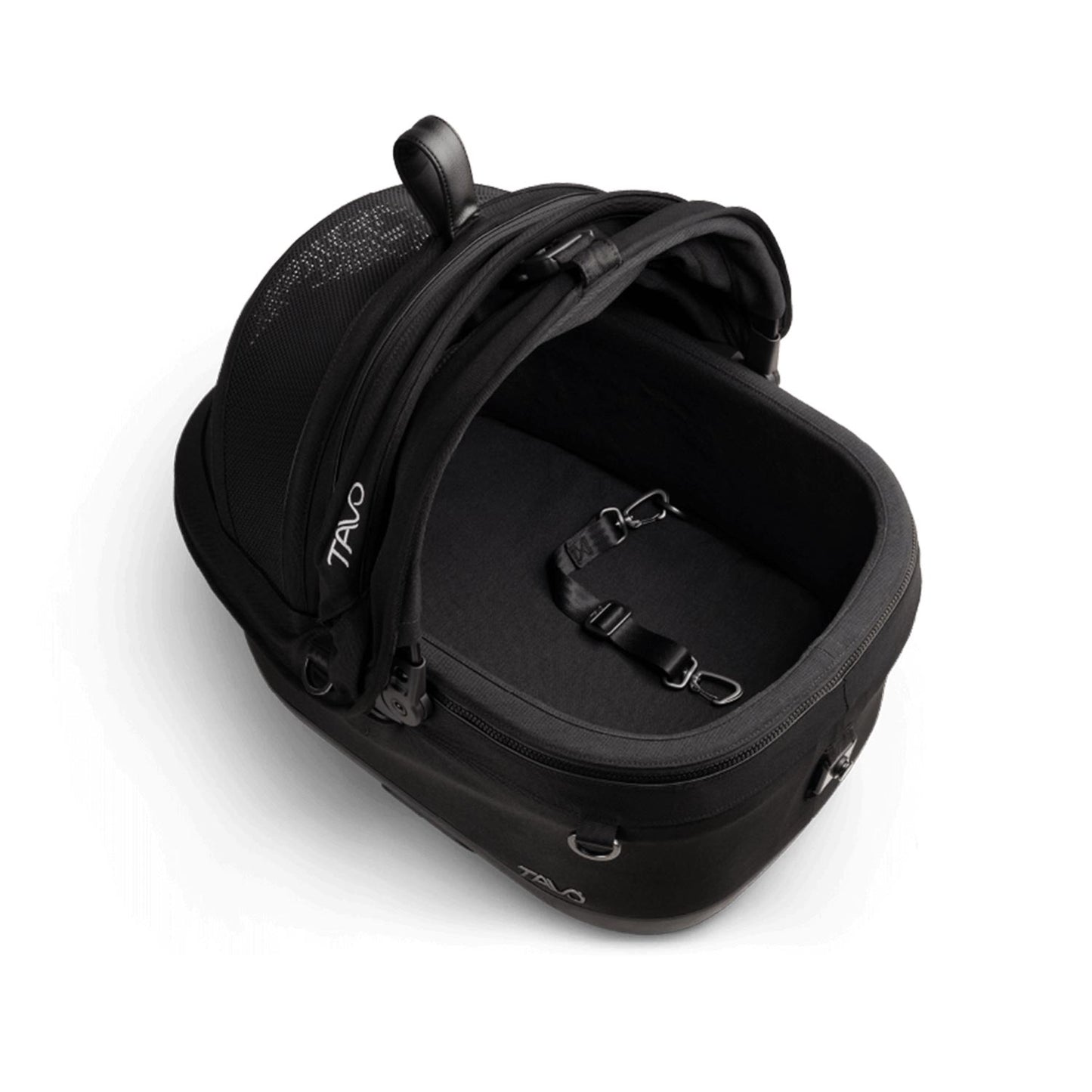 Tavo Pets Maeve Iso5x Transporttasche Onyx, offen mit Sommereinsatz für Hunde und Katzen mit Isofix-Befestigung, Sicherheitstest, Beratung bei Petperten Karlsruhe