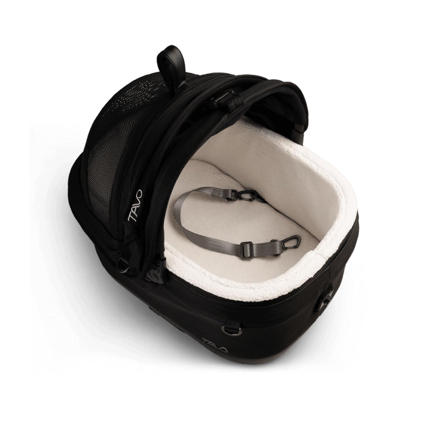 Tavo Pets Maeve Iso5x Transporttasche Onyx, offen mit Wintereinsatz für Hunde und Katzen mit Isofix-Befestigung, Sicherheitstest, Beratung bei Petperten Karlsruhe