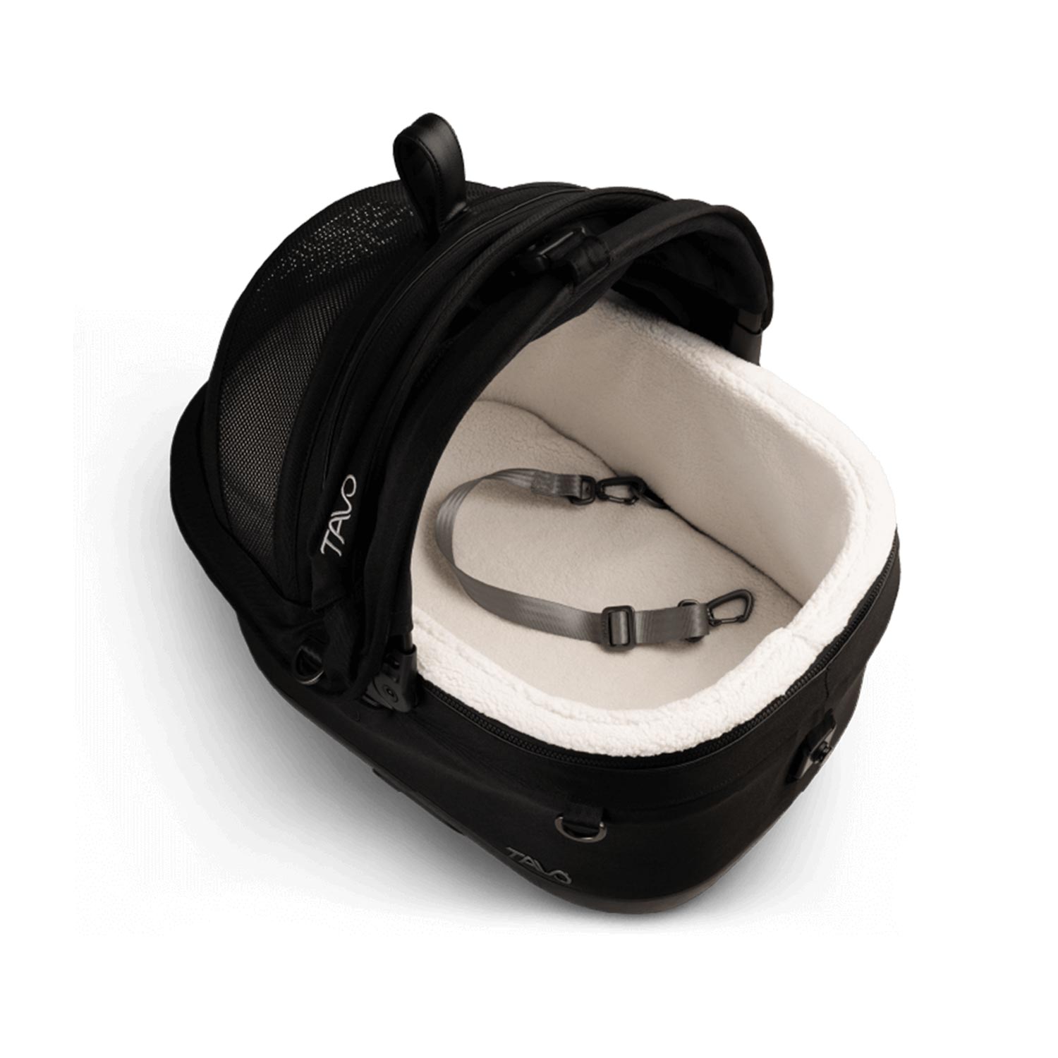 Tavo Pets Maeve Iso5x Transporttasche Onyx, offen mit Wintereinsatz für Hunde und Katzen mit Isofix-Befestigung, Sicherheitstest, Beratung bei Petperten Karlsruhe