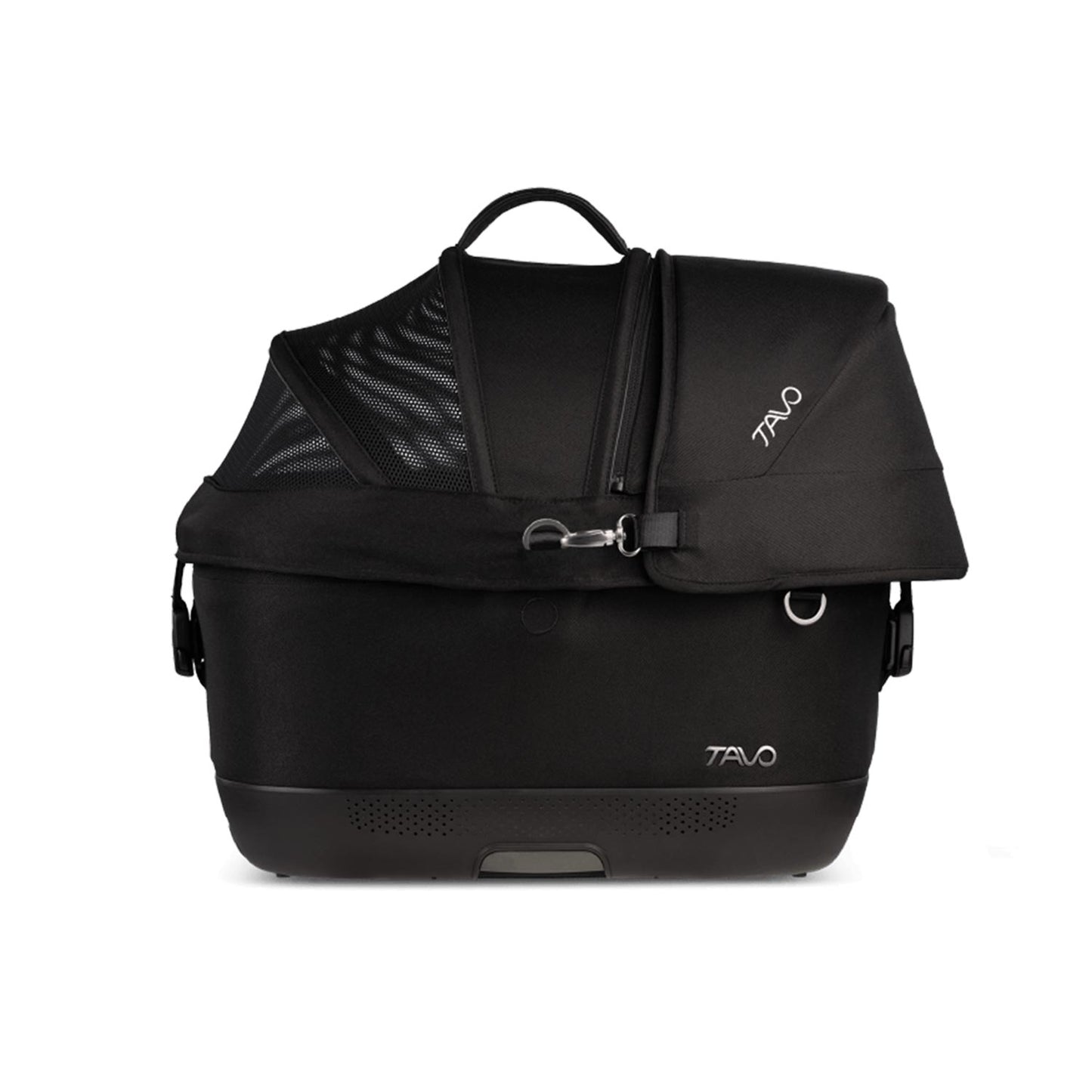 Tavo Pets Maeve Iso5x Transporttasche Onyx Seite mit Seitenaufprallschutz, offen für Hunde und Katzen mit Isofix-Befestigung, Sicherheitstest, Beratung bei Petperten Karlsruhe