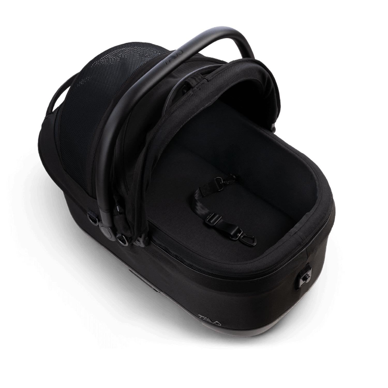 Tavo Pets Maeve Iso6x Transporttasche Onyx, offen mit Sommereinsatz für Hunde und Katzen mit Isofix-Befestigung, Sicherheitstest, Beratung bei Petperten Karlsruhe